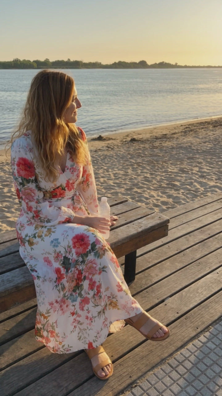 Vestido Coral puesto en la costanera